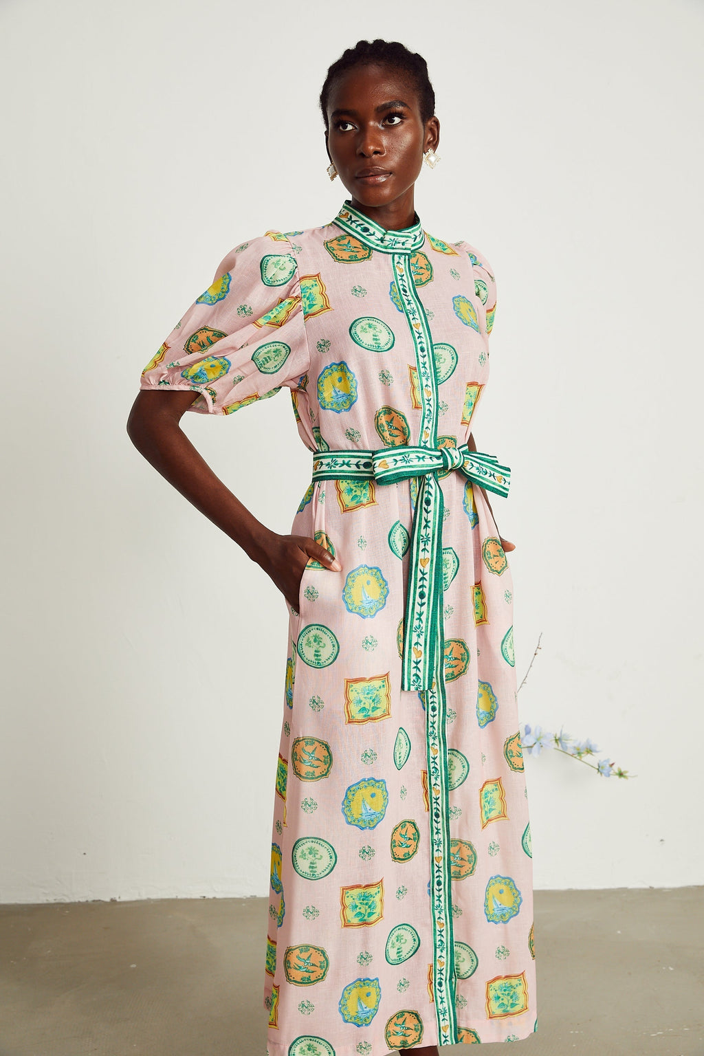 Bérengère desen midi elbise