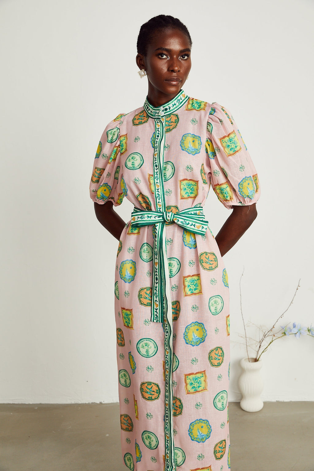 Bérengère desen midi elbise