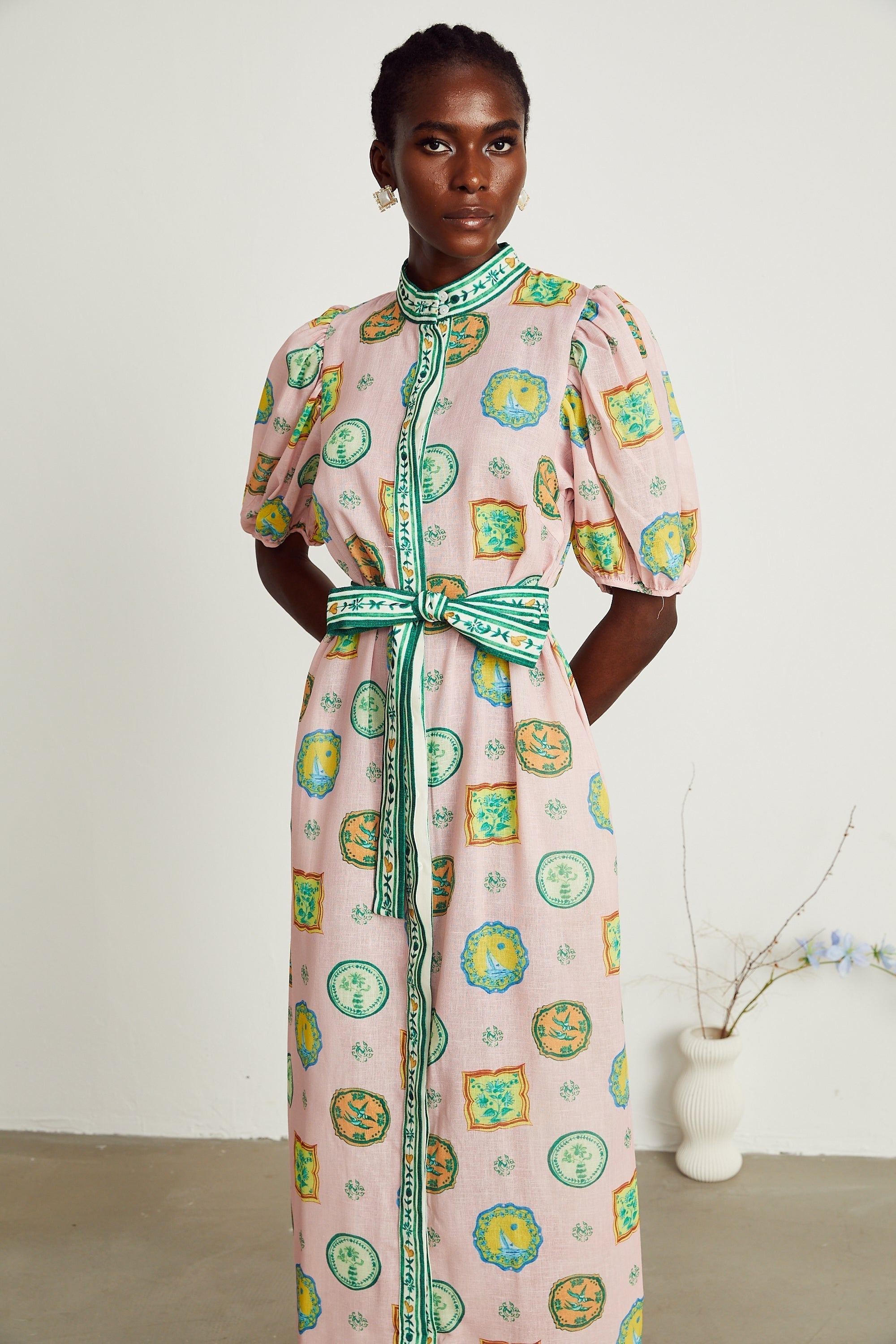 Bérengère desen midi elbise