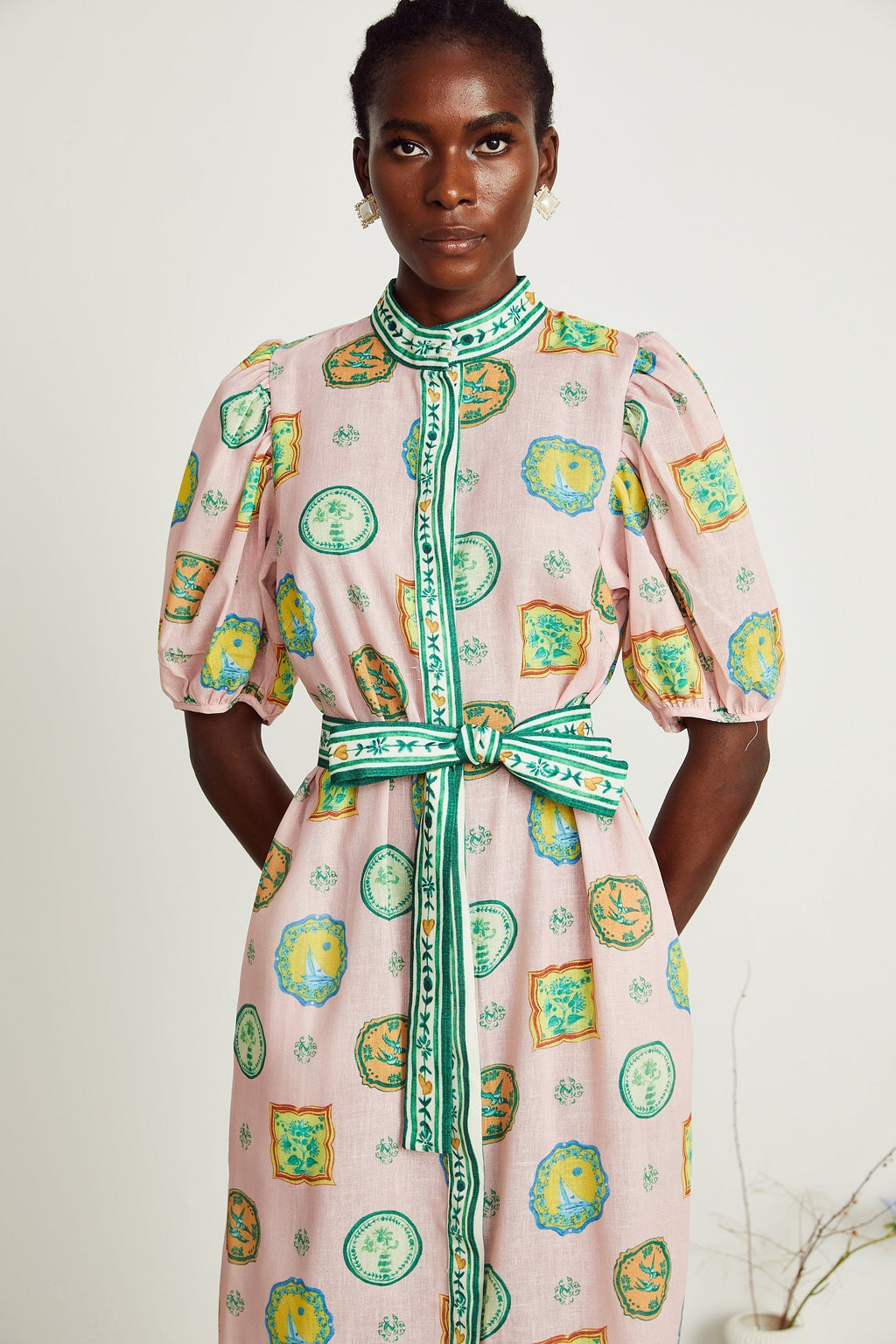 Bérengère desen midi elbise