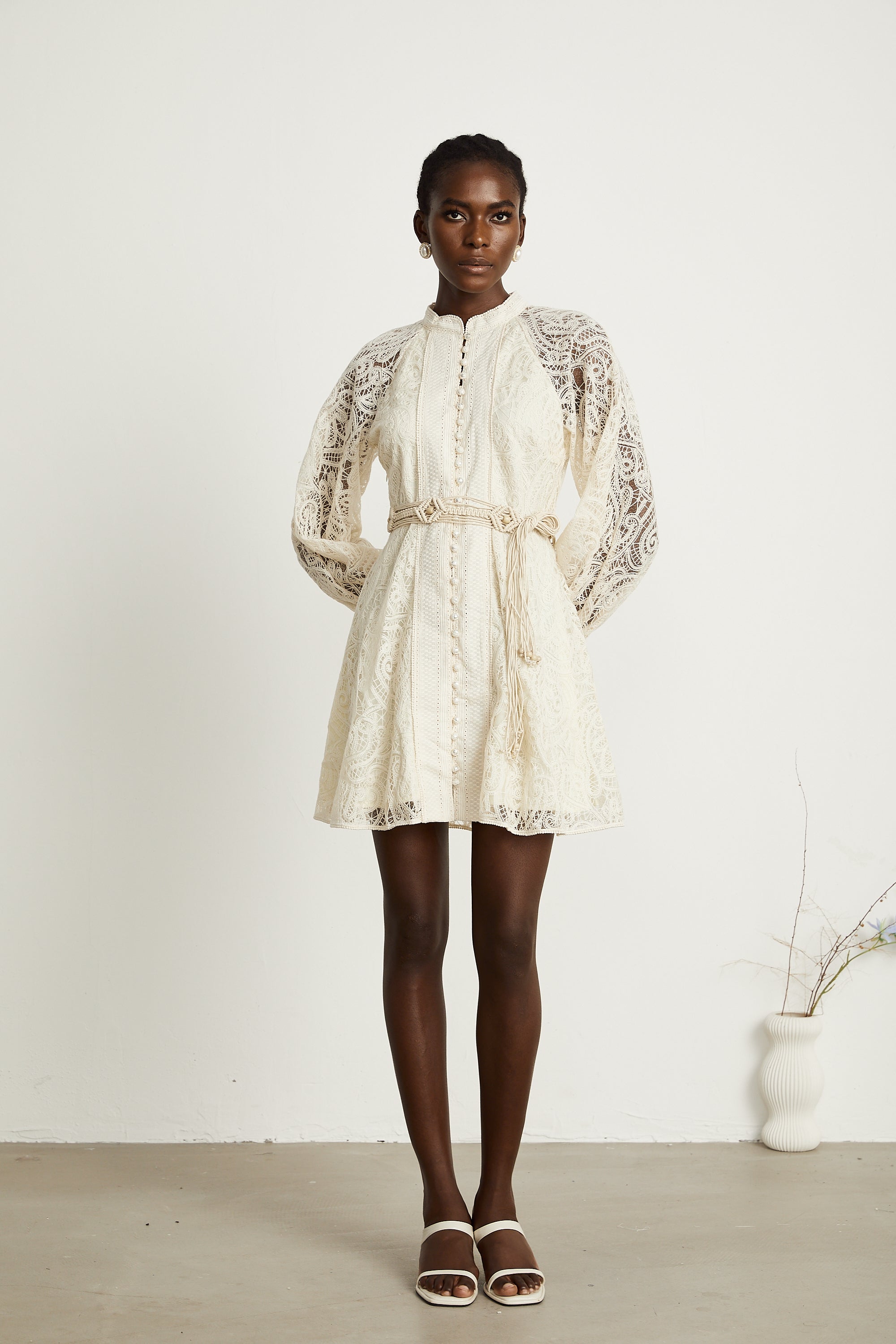 Delphine dantelli mini elbise