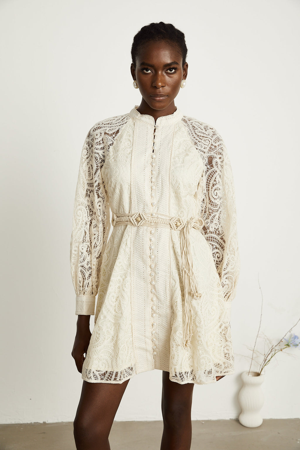 Delphine dantelli mini elbise