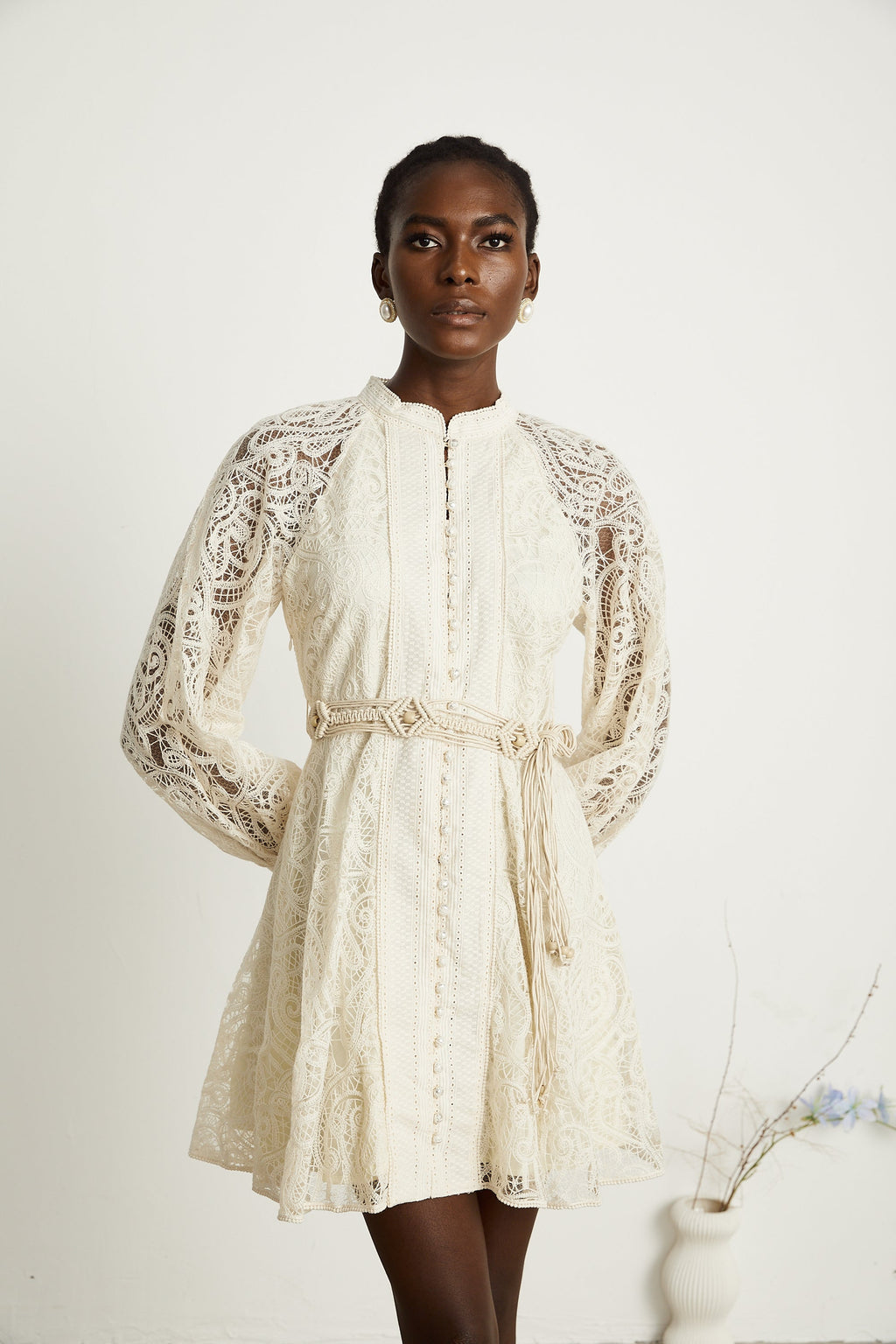 Delphine dantelli mini elbise