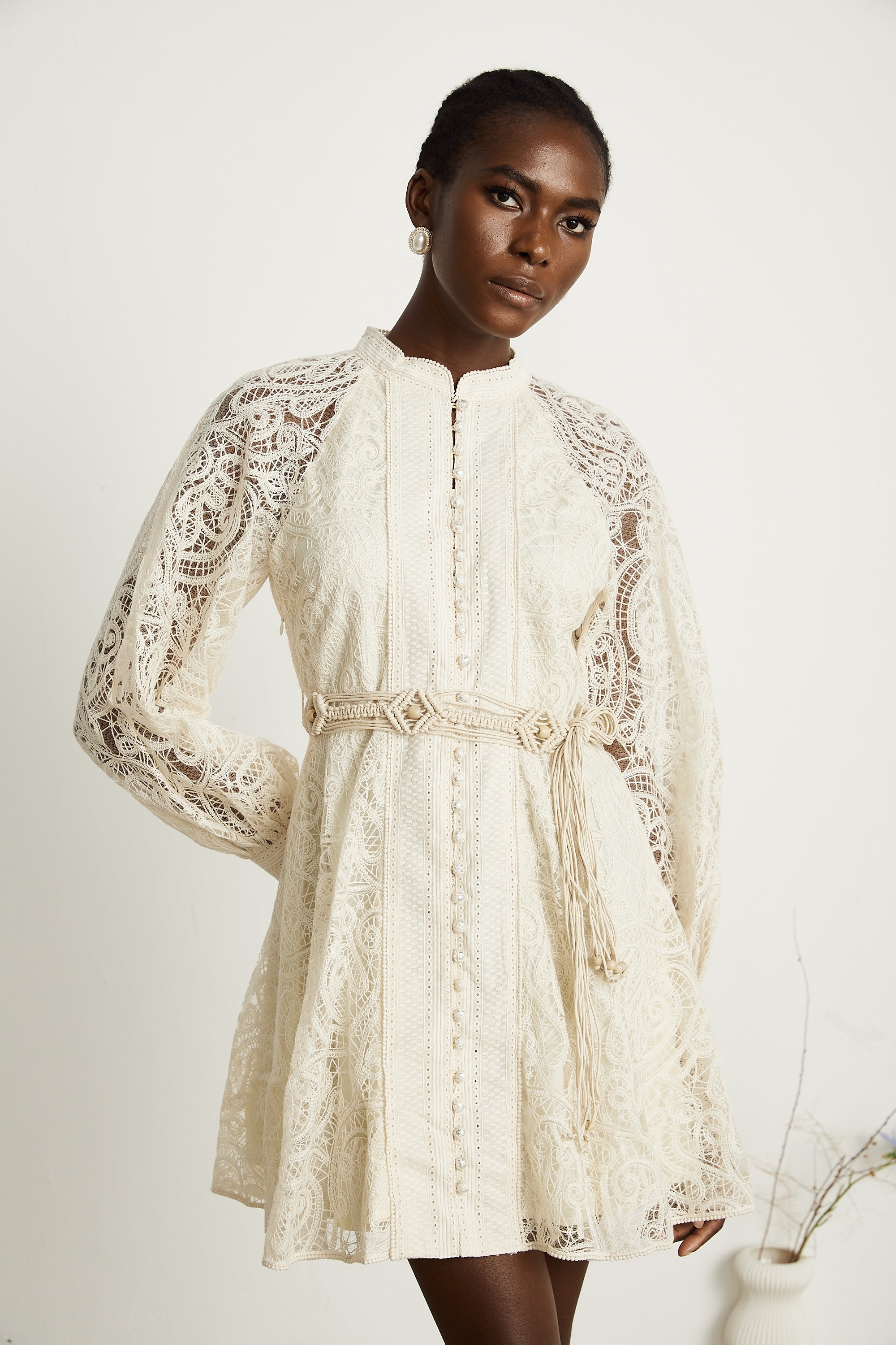 Delphine dantelli mini elbise