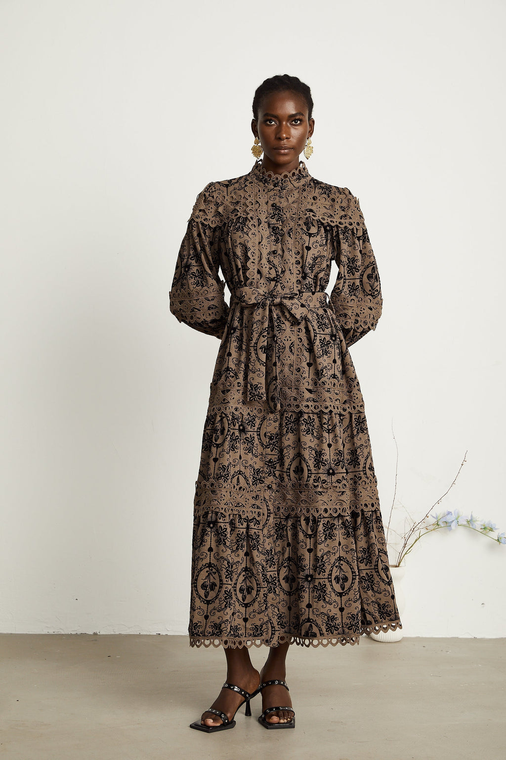 Clothilde desen midi elbise