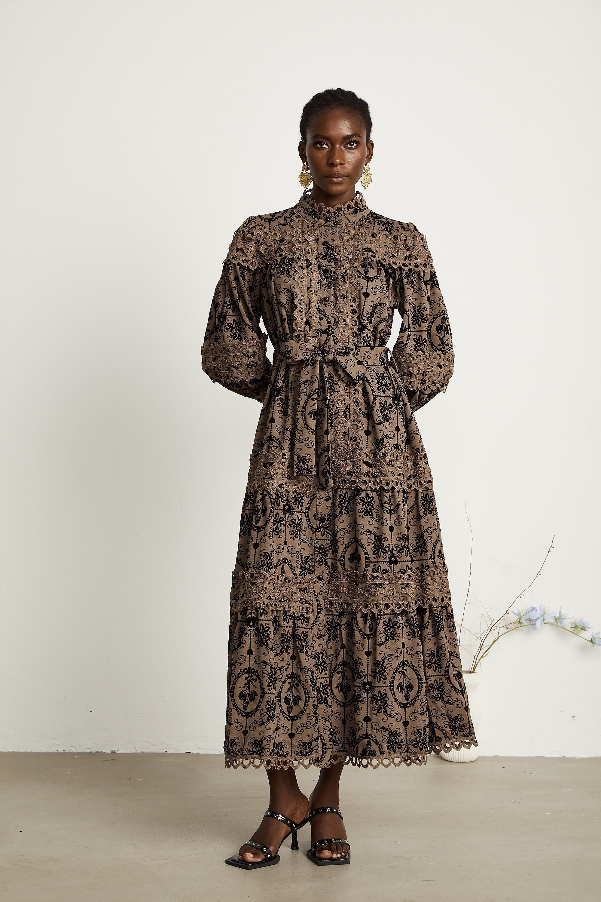 Clothilde desen midi elbise