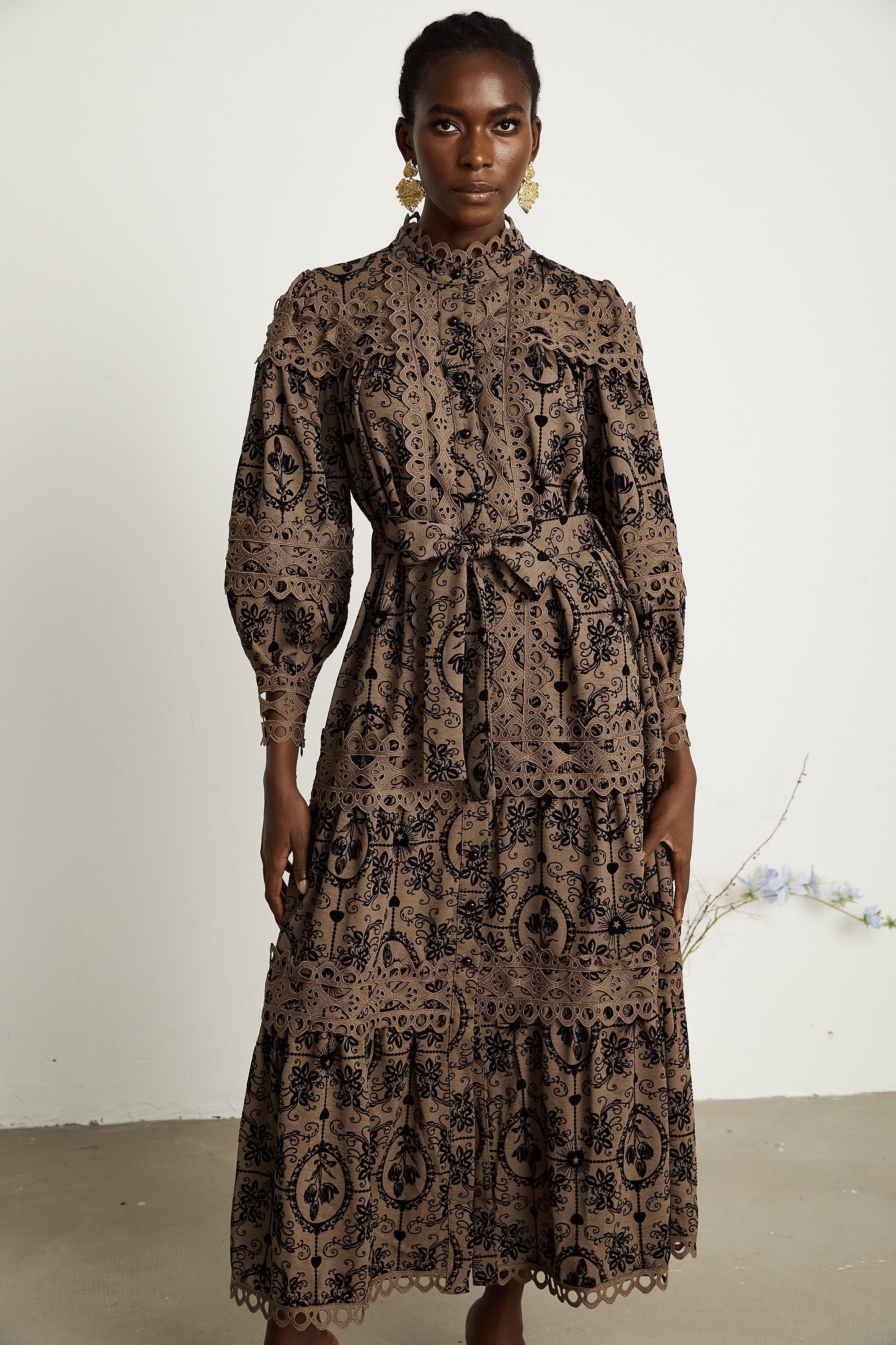 Clothilde desen midi elbise