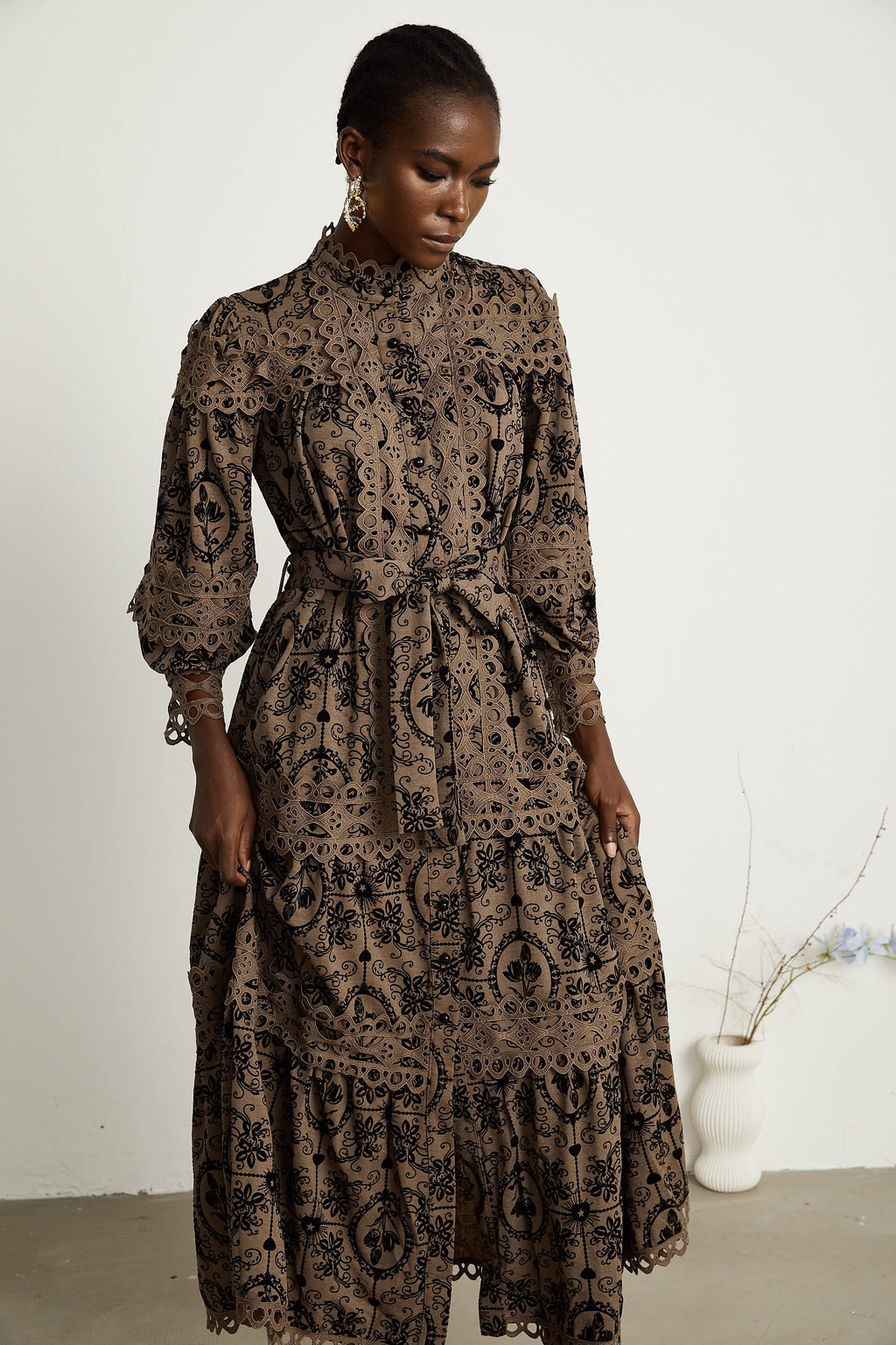 Clothilde desen midi elbise