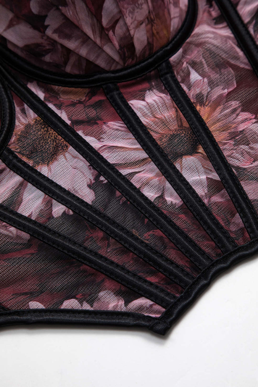 Çiçek Desenli Mesh Korse