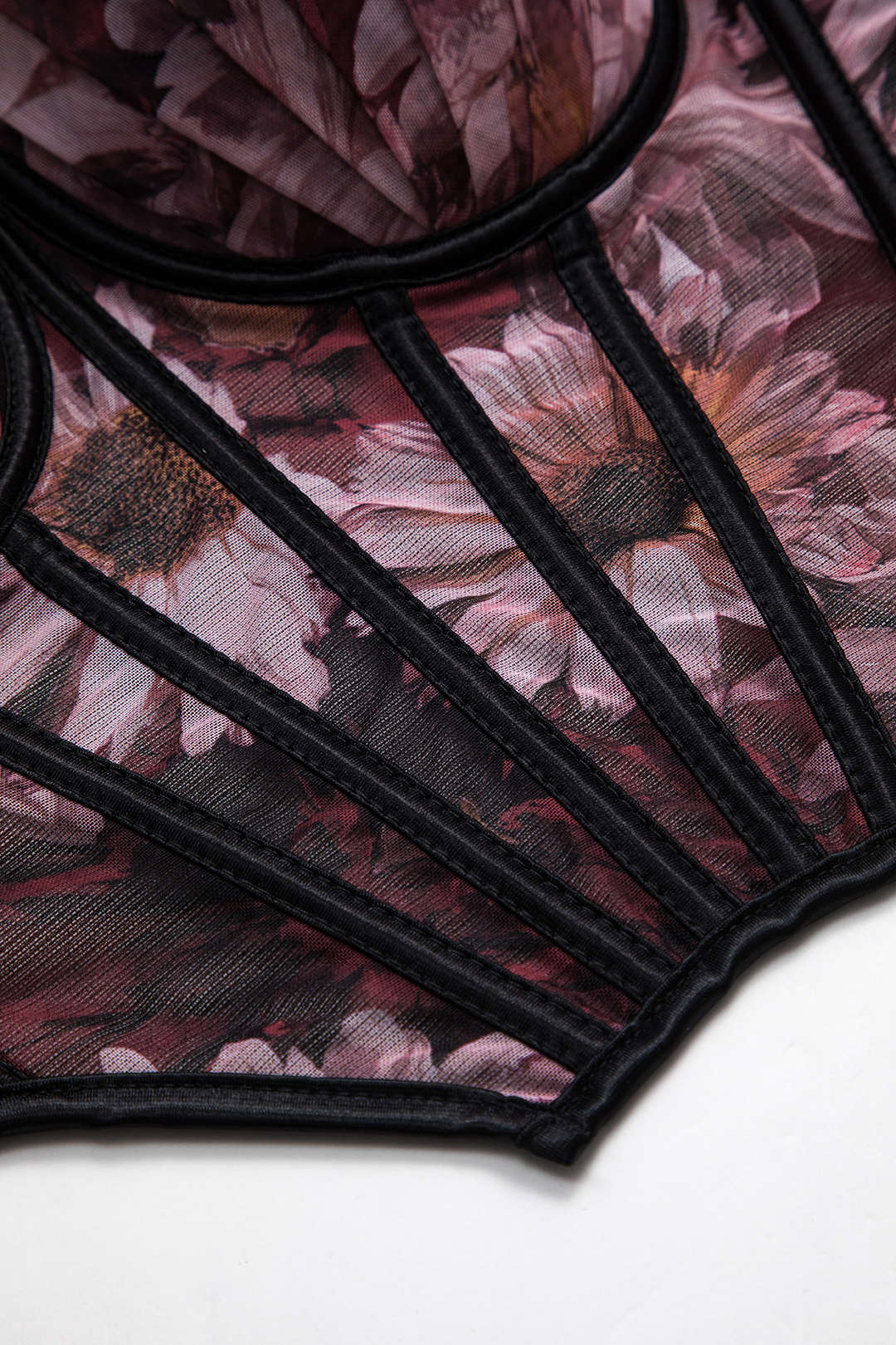 Çiçek Desenli Mesh Korse