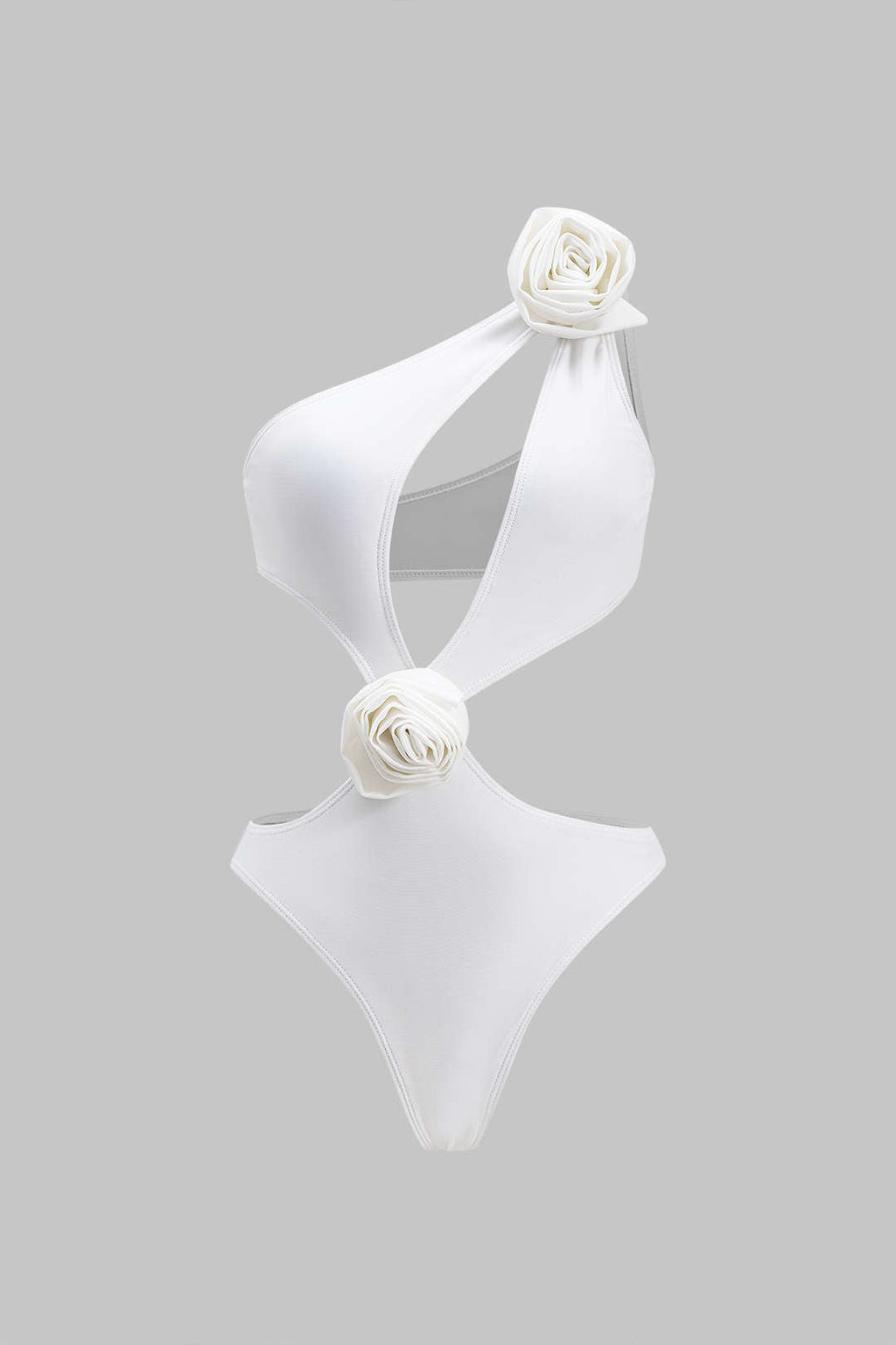 3D Çiçekli Kesik Karın Kontrol Tek Parça Mayo