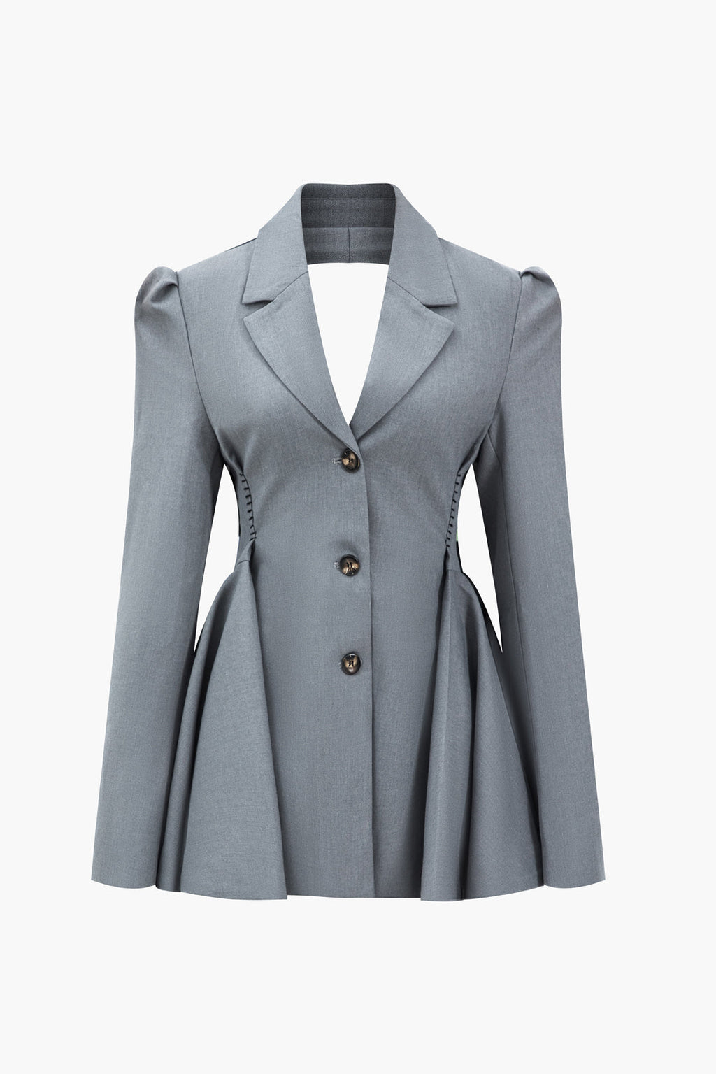 Çentikli Yaka Dantelli Sırtı Açık Blazer