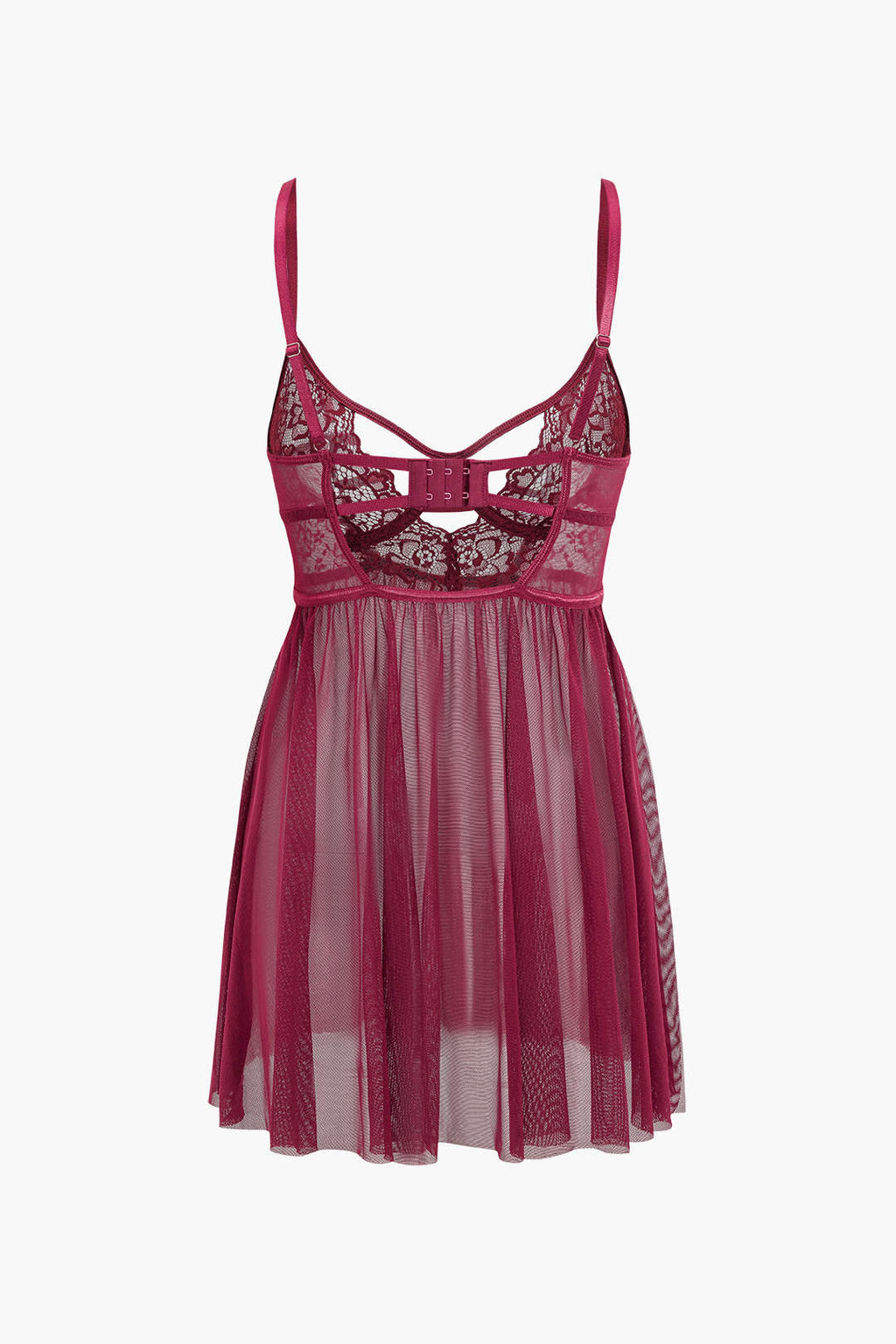 Ağ Mesh Büstiyer Dekolteli İşlemeli Yan Yırtmaçlı Uyku Giyim Seti