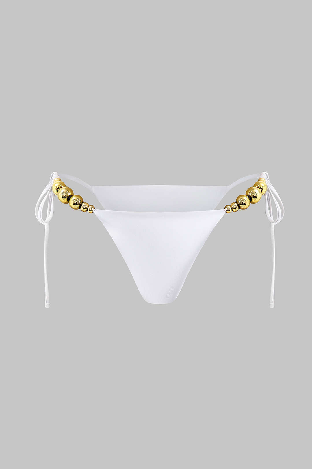 Boncuk Detaylı Büzgülü Düğme Bağlamalı Sırt Dekolteli Bikini Takımı