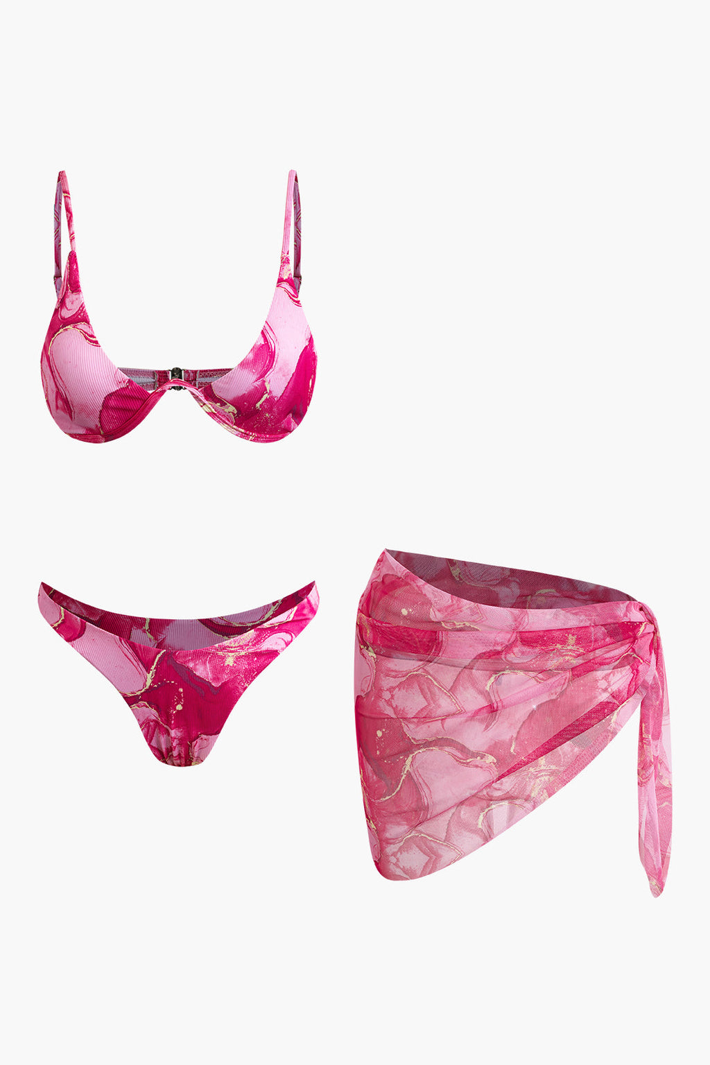 Baskılı Bikini ve Mayo Eteği Pareo Takımı