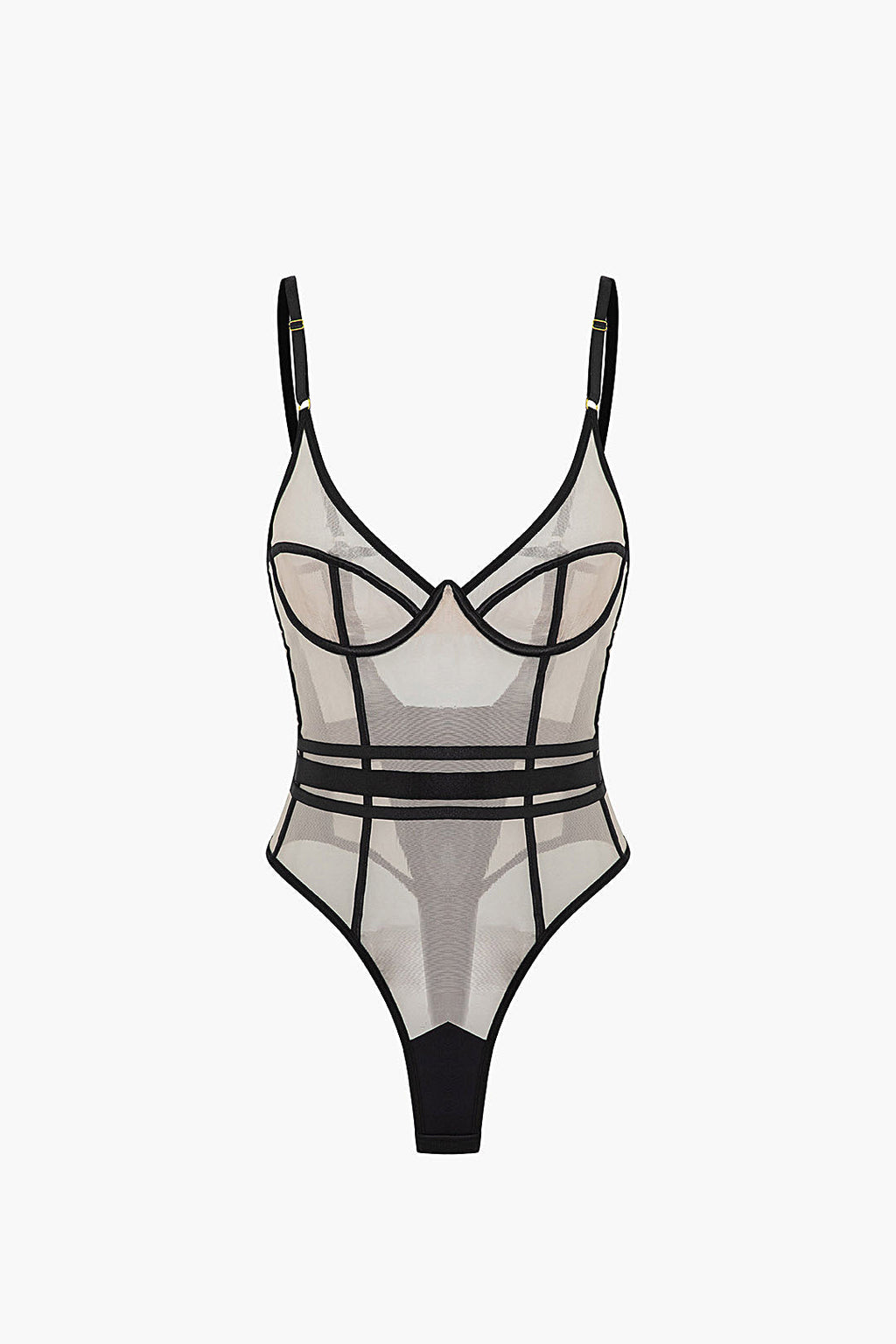 File Şeffaf Sırt Dekolteli Kolsuz Bodysuit