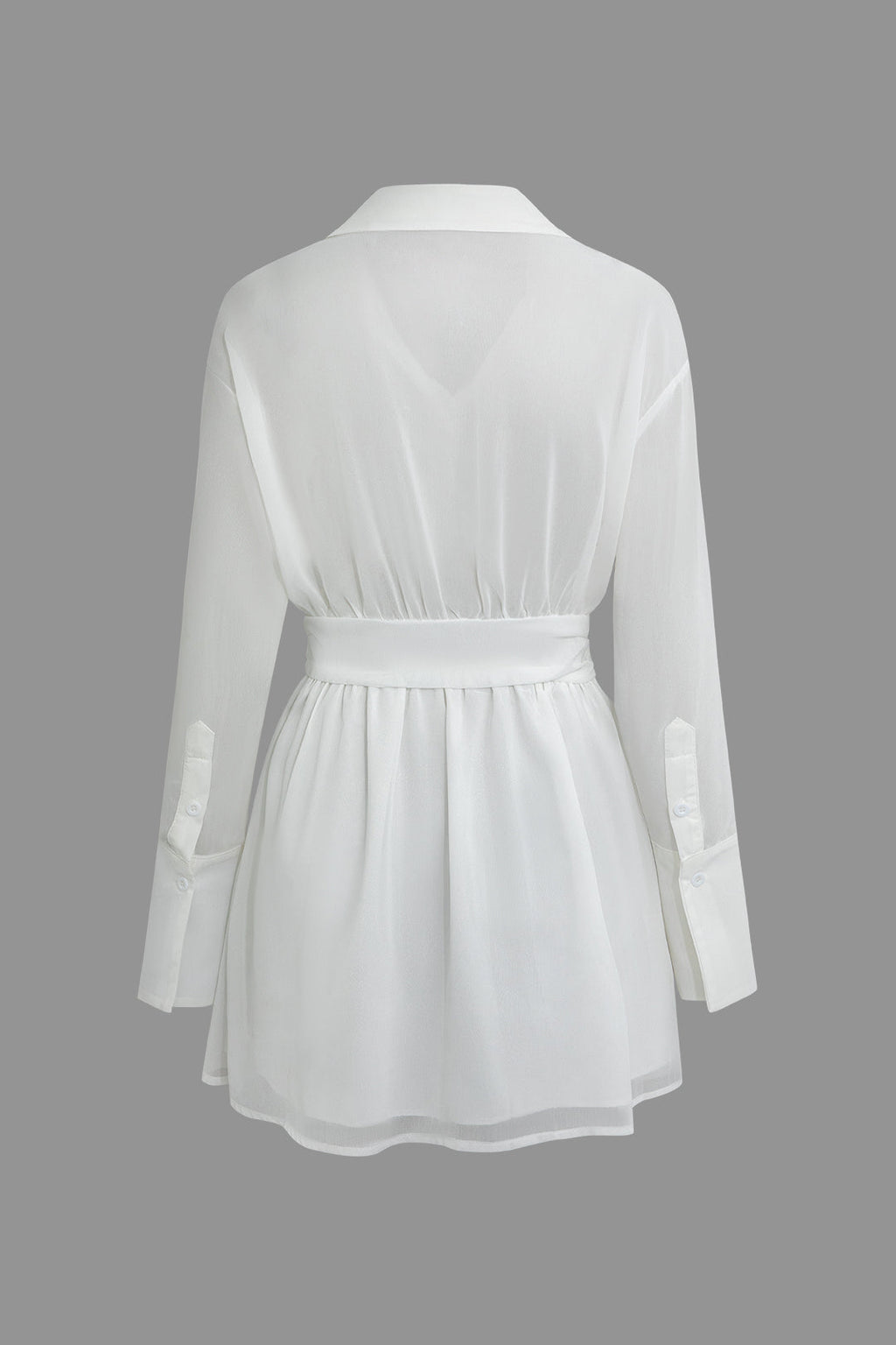 Belli Uzun Kollu Gömlek Mini Elbise