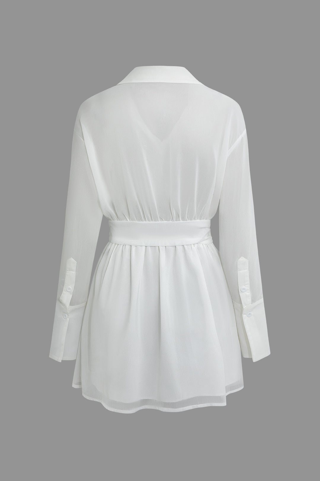 Belli Uzun Kollu Gömlek Mini Elbise