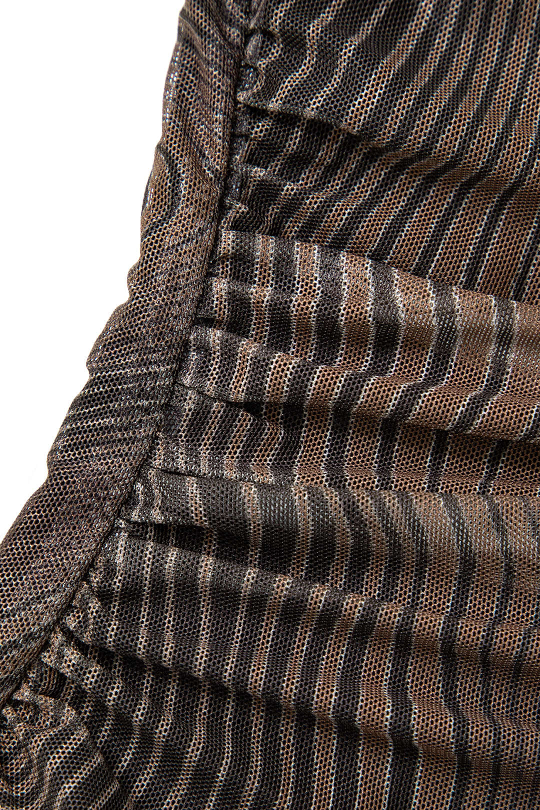 Dalga Balıkçı Yaka File Uzun Kollu maksi Elbise