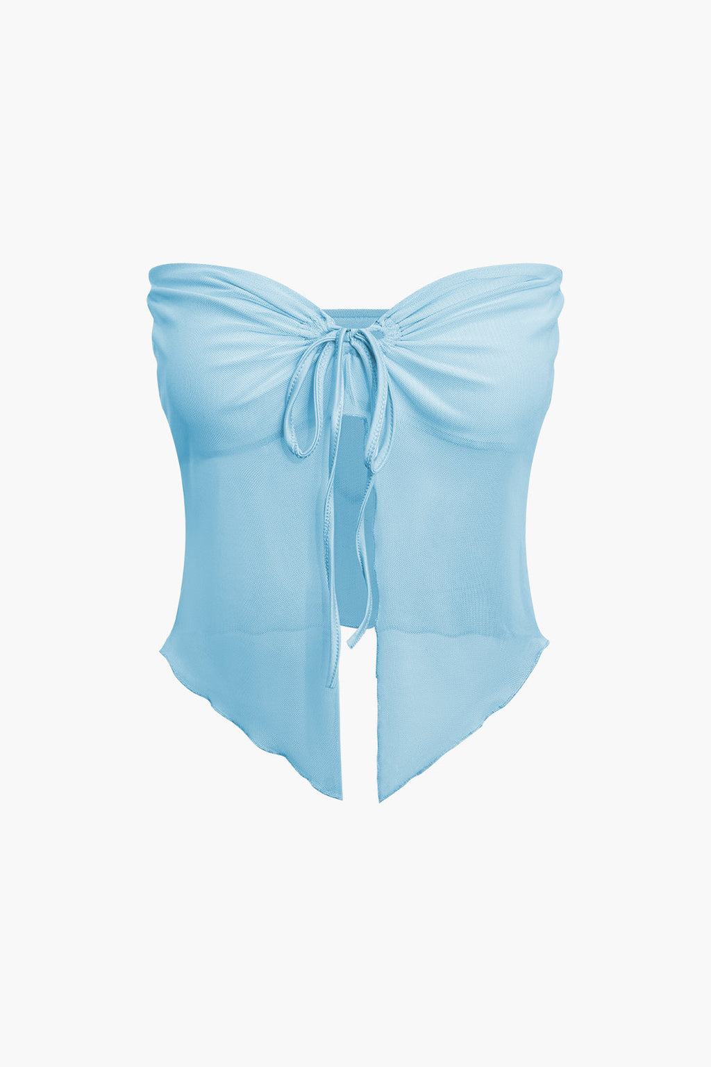 Büzgülü Çift Katmanlı Tül Askısız Yırtmaçlı Üst ve Maxi Etek Takımı