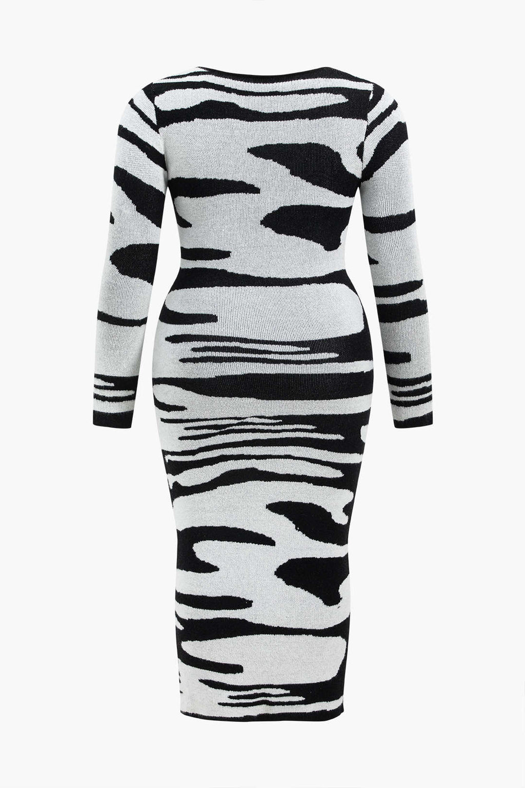 Büyük Beden Soyut Baskı Kazak midi Elbise