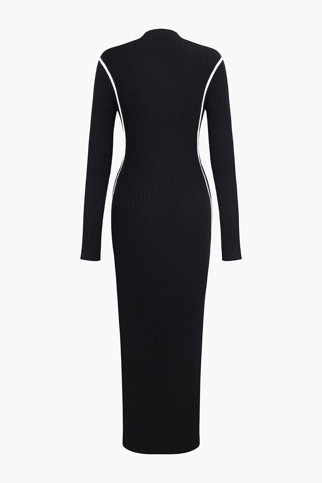 Blok Renk Uzun Kollu Midi Elbise