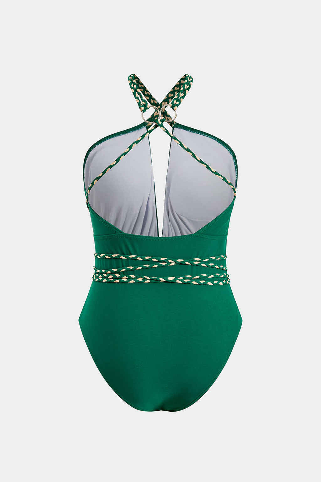 Büzgülü Çapraz Askılı Sırt Dekolteli Karın Toparlayıcı Tek Parça Mayo