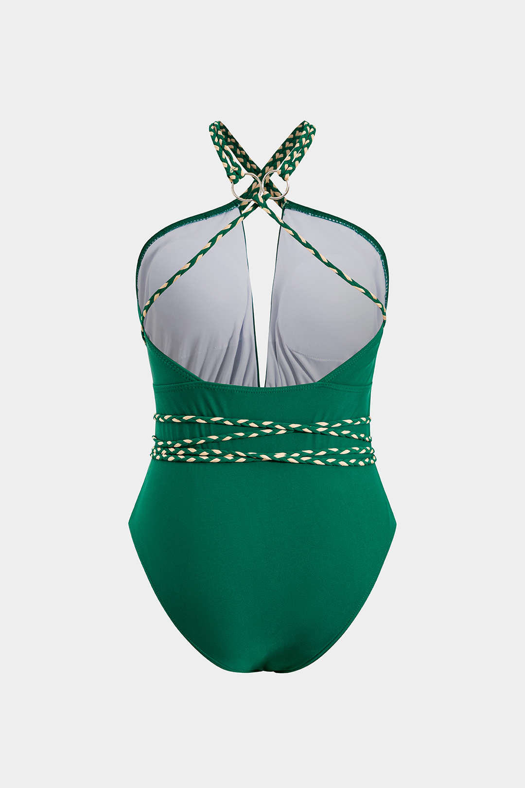 Büzgülü Çapraz Askılı Sırt Dekolteli Karın Toparlayıcı Tek Parça Mayo