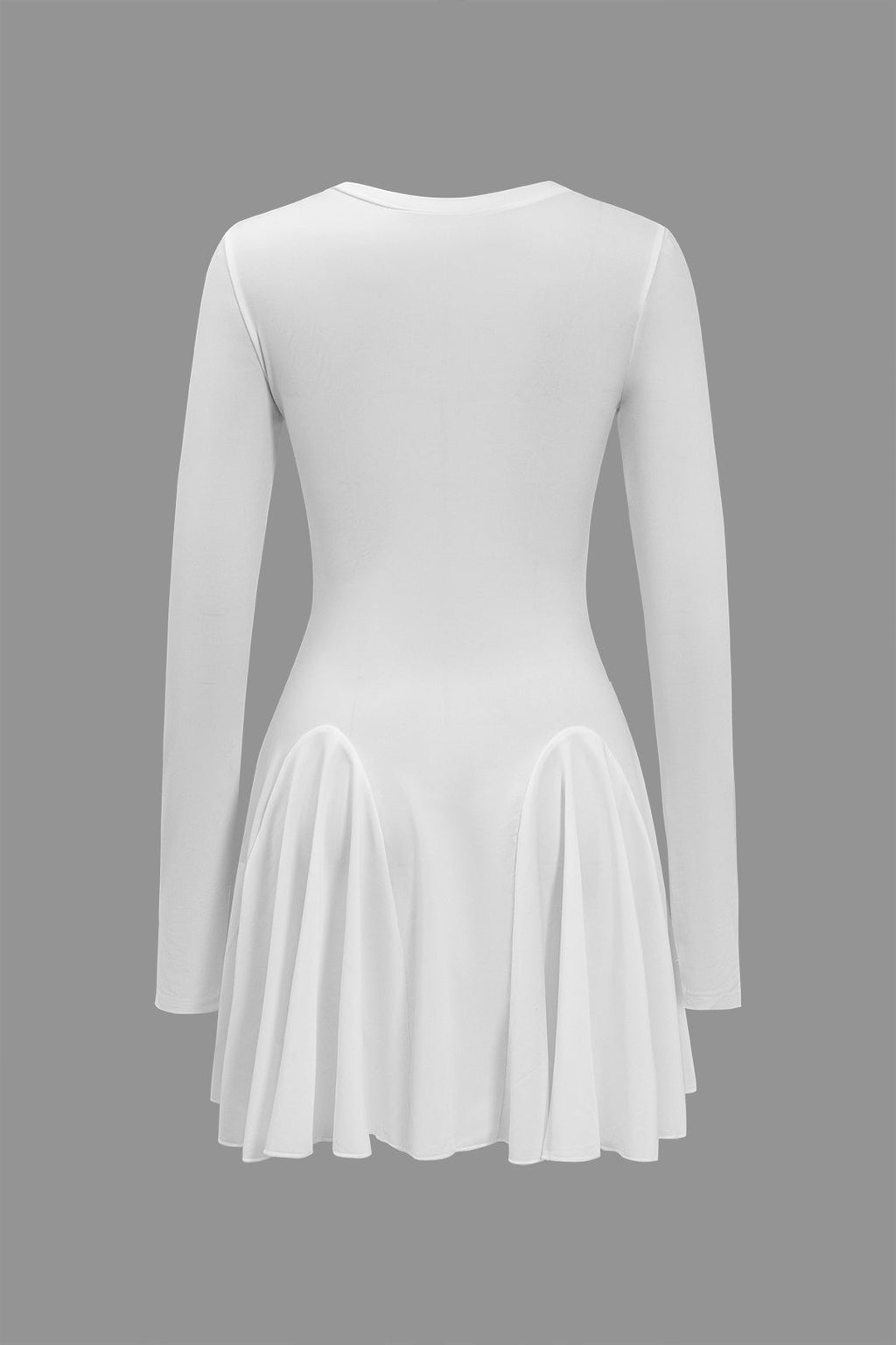 Basic Katı Fırfırlı Uzun Kollu Mini Elbise