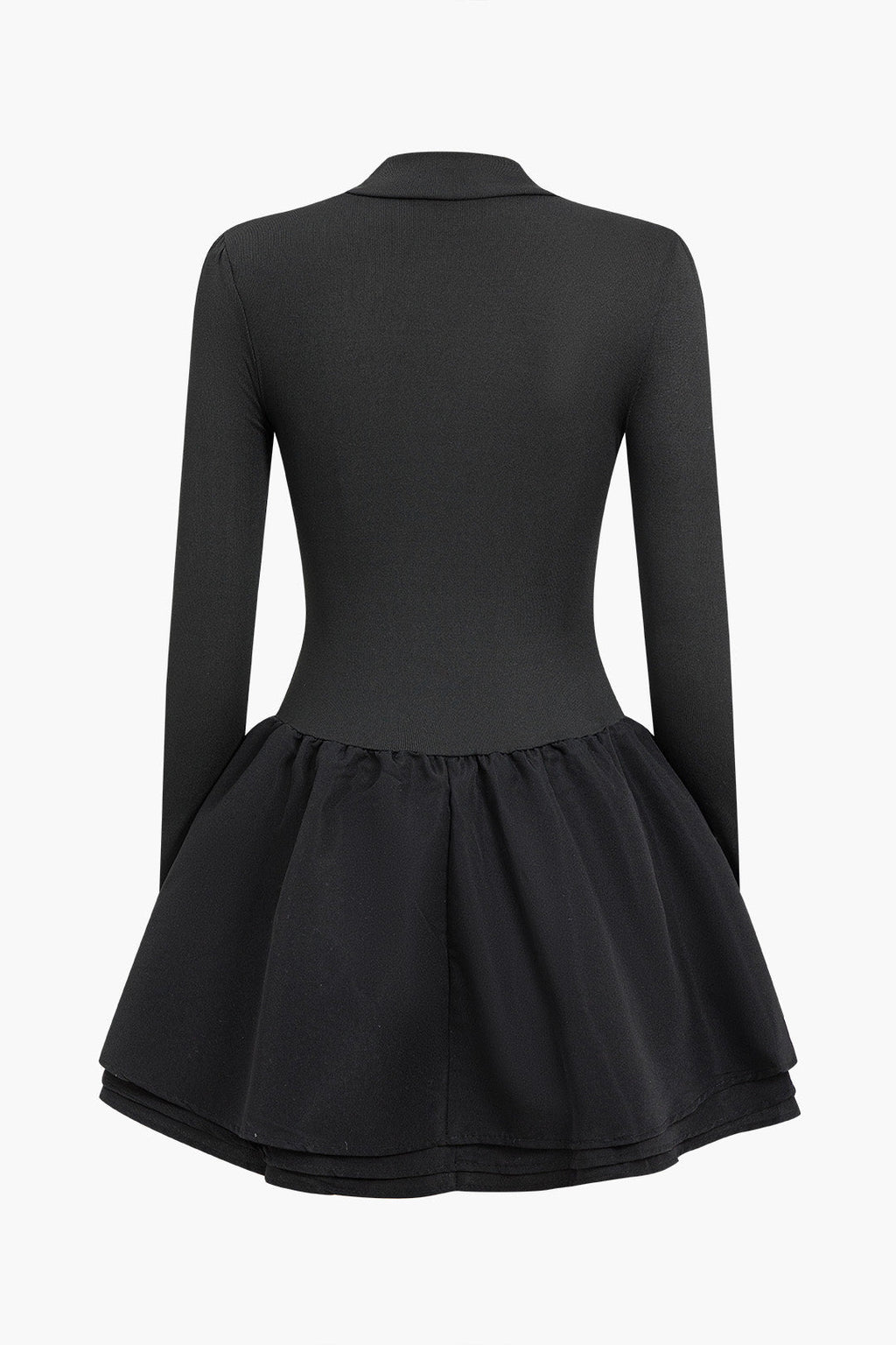 Basic Puf Uzun Kollu Mini Elbise