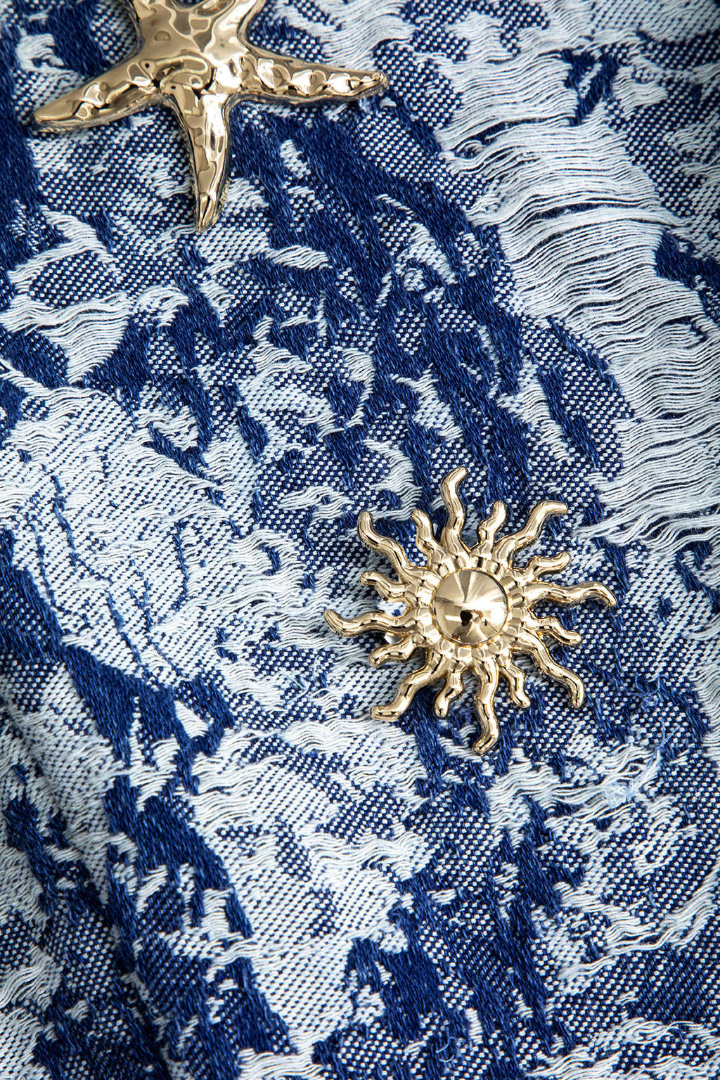 Çiçek Desenli Düğmeli Kot midi Elbise