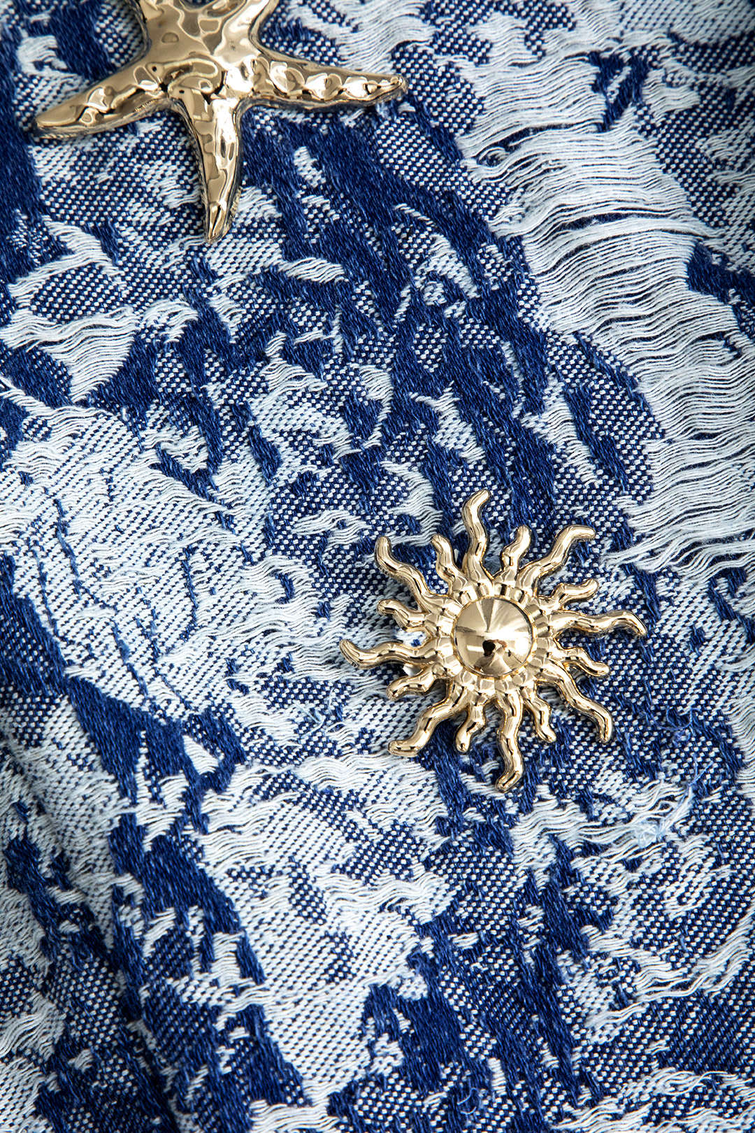 Çiçek Desenli Düğmeli Kot midi Elbise