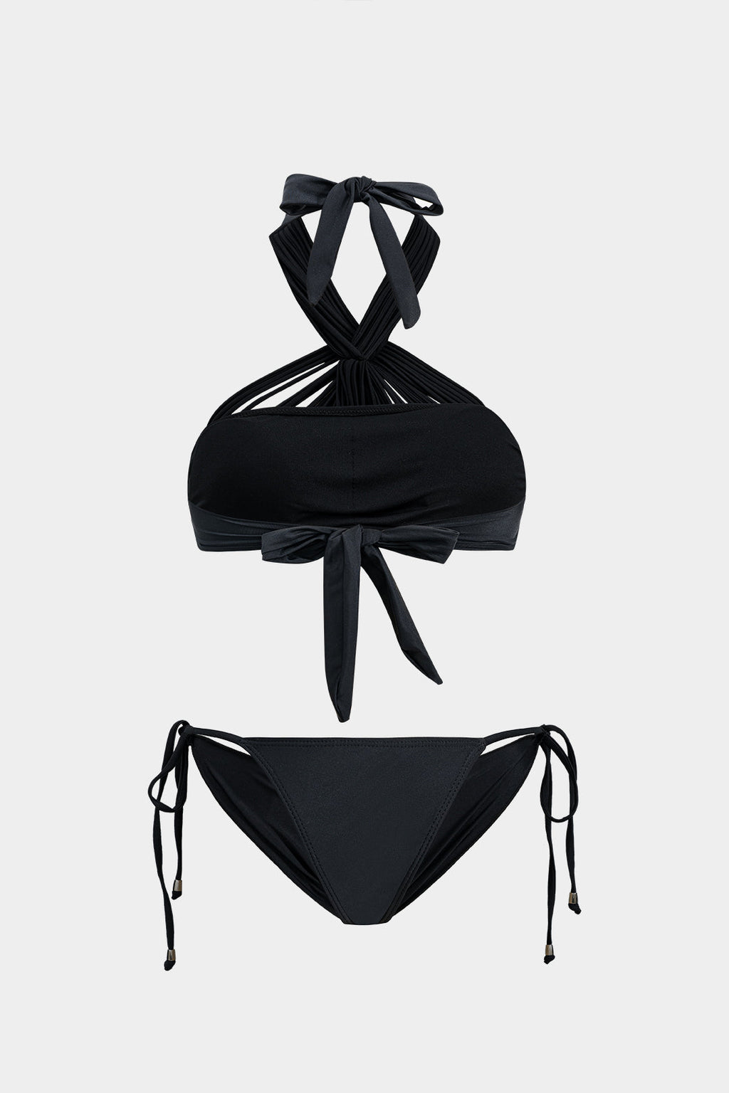 Büzgülü Bağlamalı Sırt Dekolteli İki Parça Bikini Takımı