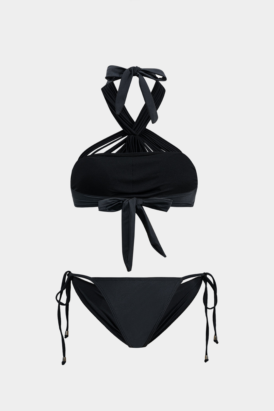 Büzgülü Bağlamalı Sırt Dekolteli İki Parça Bikini Takımı