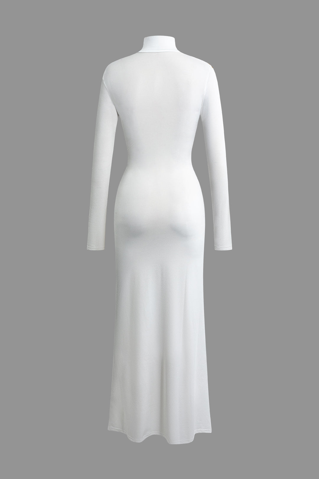 Beden Desenli Balıkçı Yaka Uzun Kollu maksi Elbise