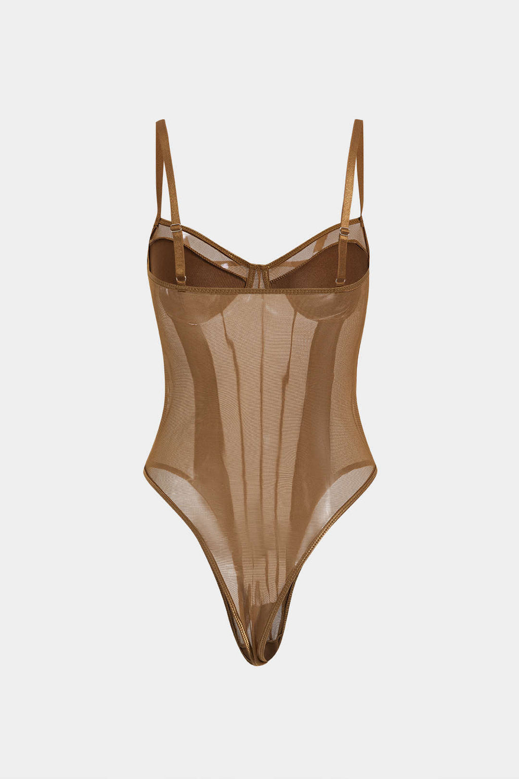 Ağ Detaylı Sırt Açık Şeffaf Patchwork Korseli Askılı Bodysuit