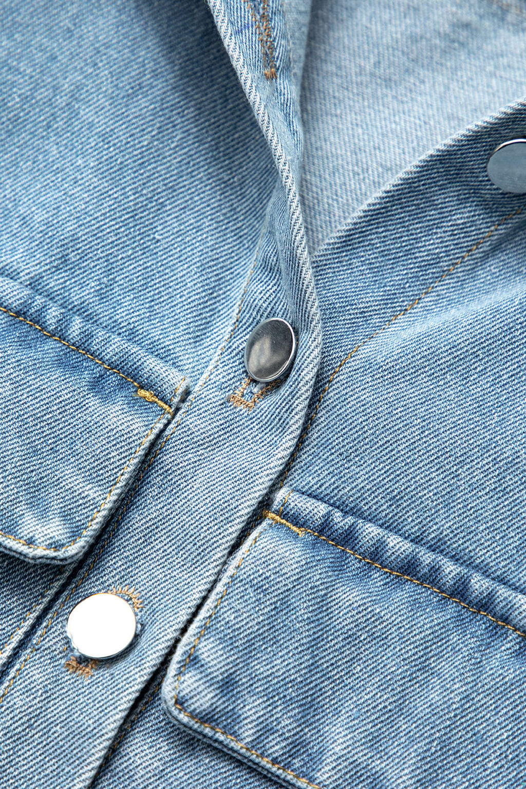 Asimetrik Düğmeli Kapaklı Cep Crop Denim Yelek