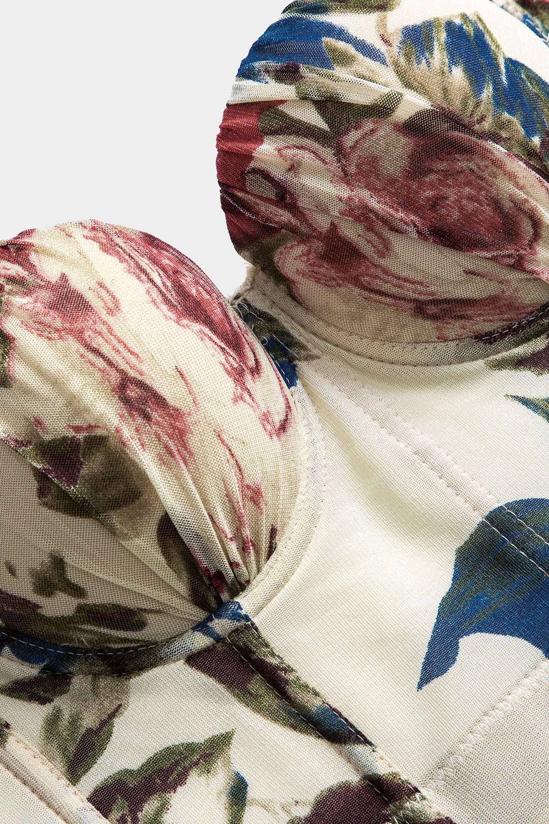 Çiçek Desenli Tül Sırt Dekolteli Korsaj Slip Atlet