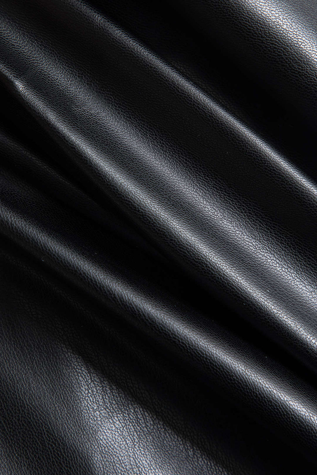 Asimetri Deri Fermuarlı Midi Elbise