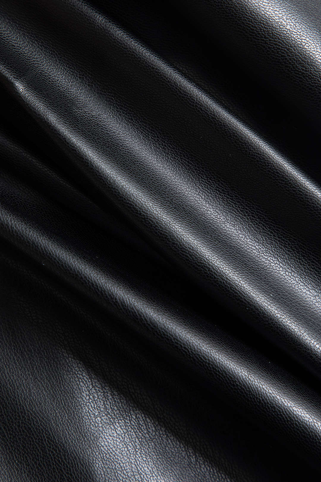 Asimetri Deri Fermuarlı Midi Elbise