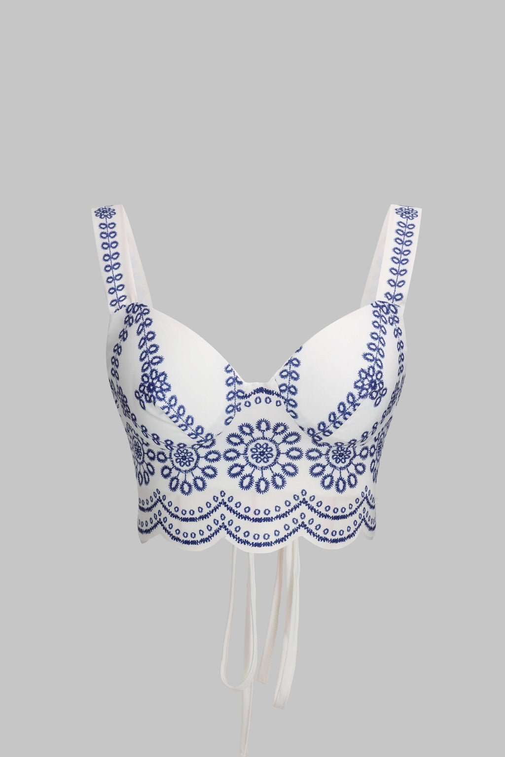 Çiçek Desenli Bağcıklı Sırtı Açık Üst ve Üst Örtü Seti