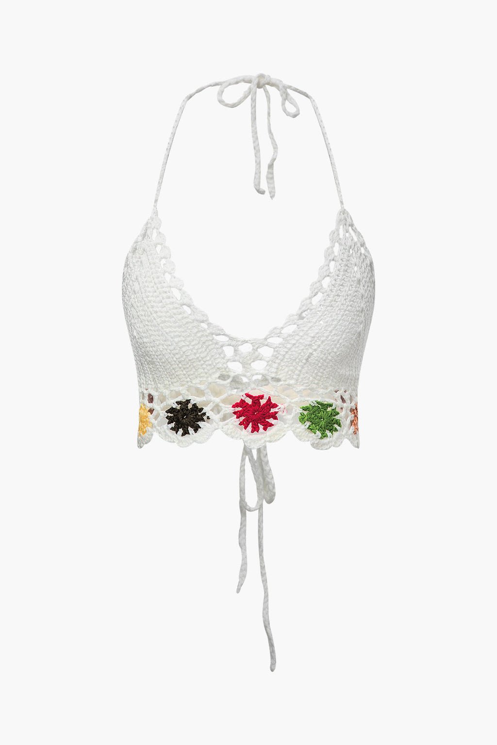 Çiçekli Tığ Askılı Üst ve Mayo Eteği Pareo Takım