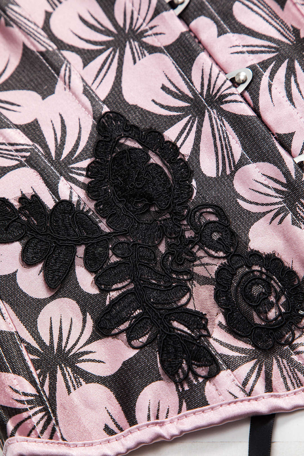 Çiçek Desenli Aplike Detaylı Korse Tüp Üst