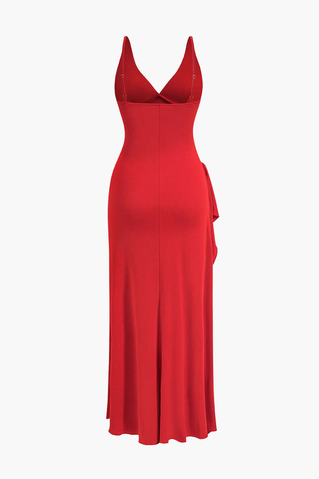 Büzgülü Yırtmaçlı Sırt Geçişli Gece Elbisesi