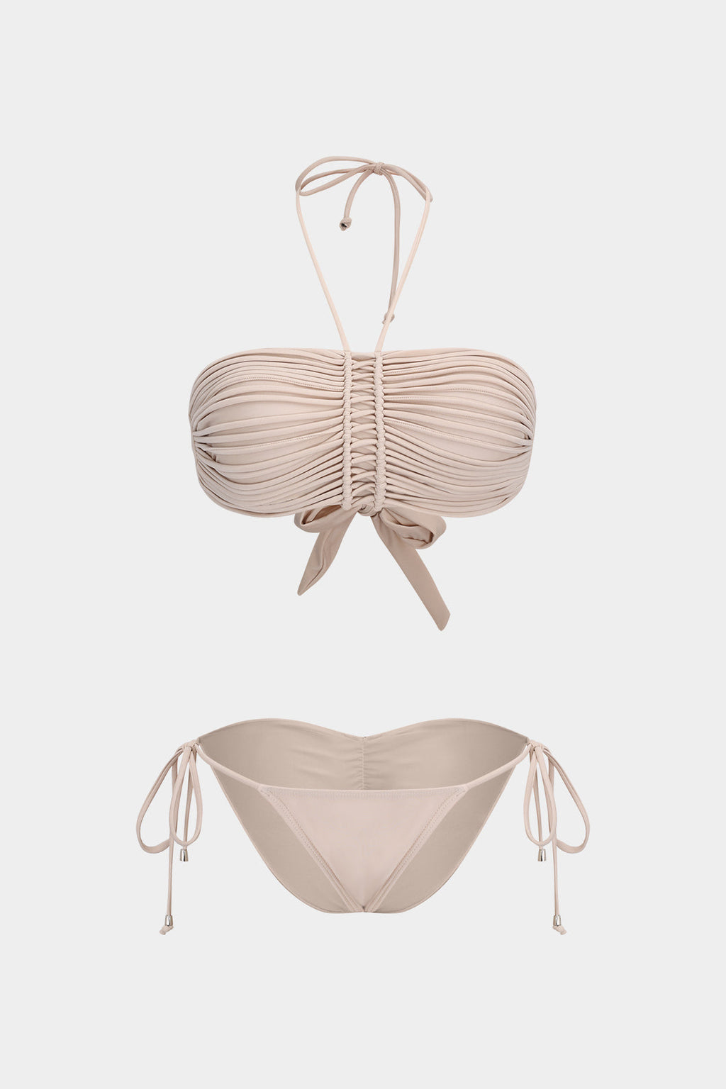 Büzgülü Bağlamalı Sırt Dekolteli Bikini Takımı