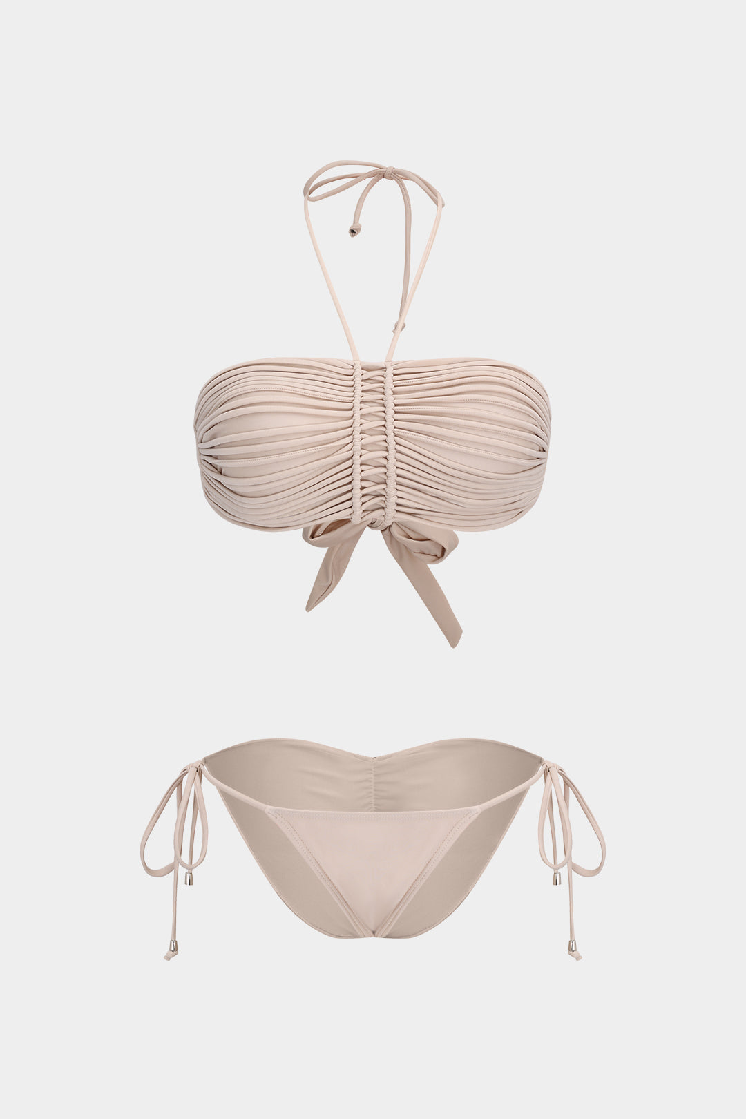 Büzgülü Bağlamalı Sırt Dekolteli Bikini Takımı