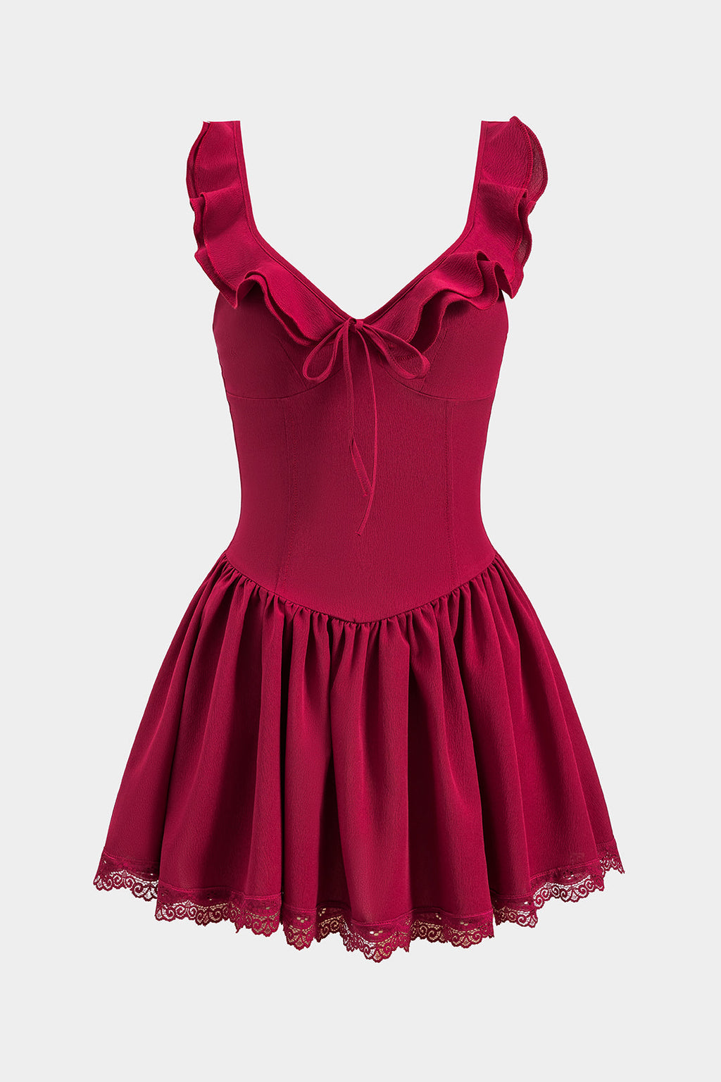 Büzgülü Bağcıklı Fırfırlı Büstiyer Mini Elbise