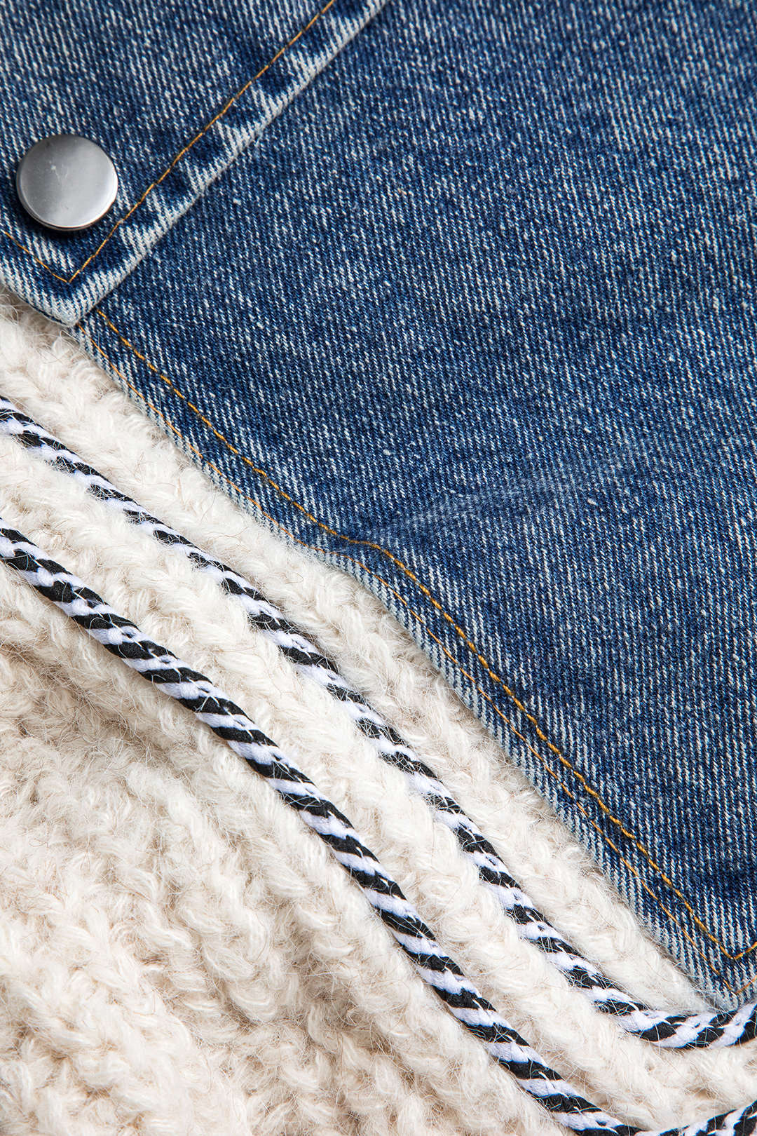 Denim Patchwork Cepli Kazak Yelek