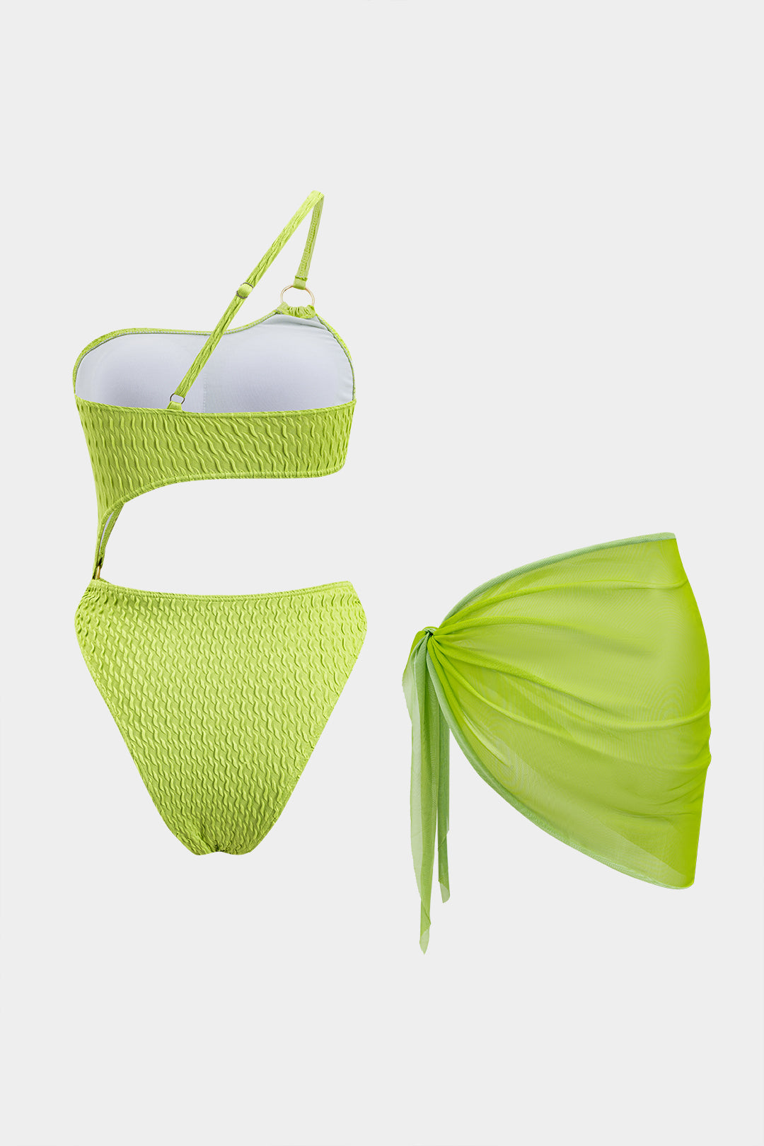 Asimetrik Bikini ve Mayo Eteği Pareo Takım