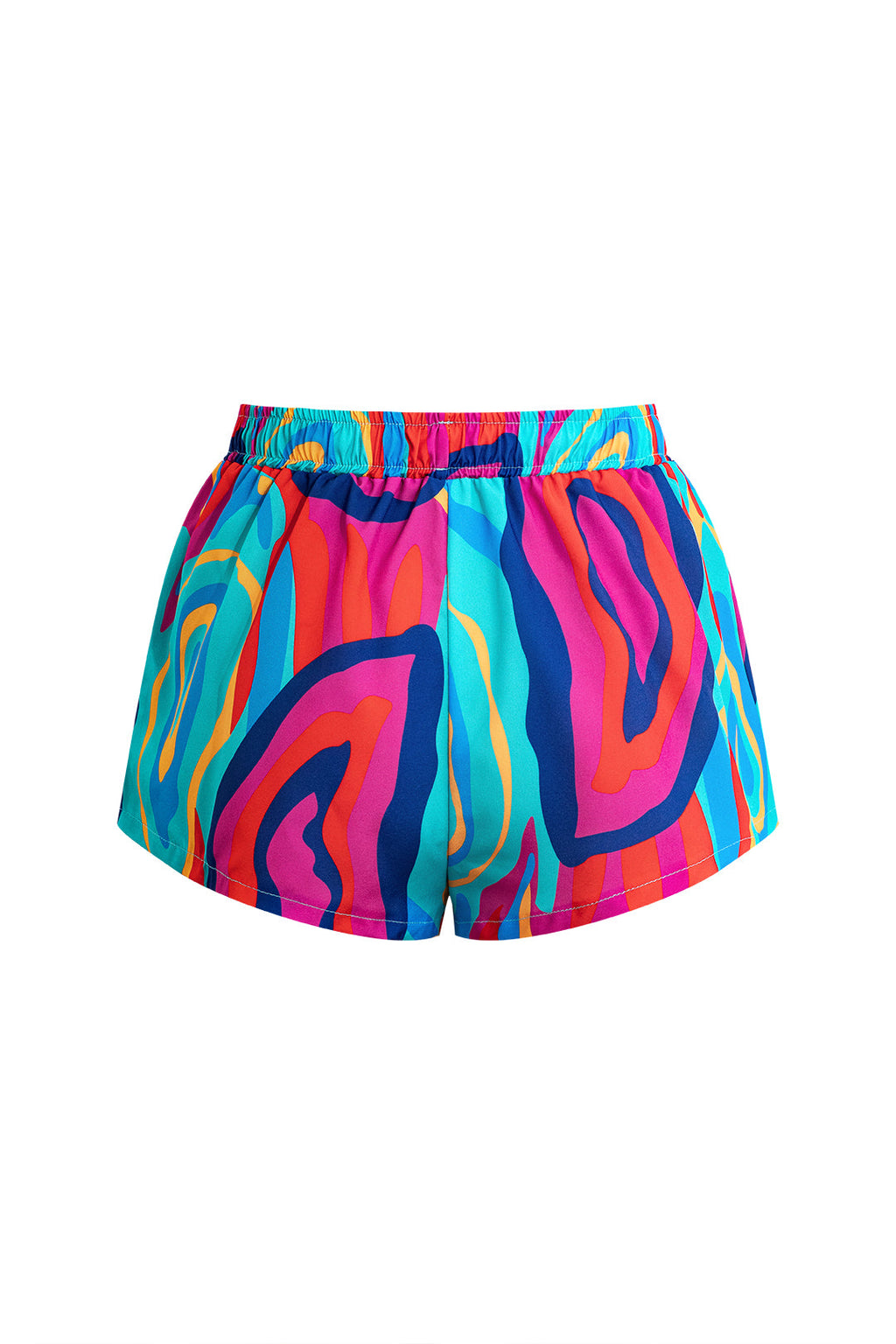 Canlı Soyut Desenli Kısa Gömlek ve Şort Takımı